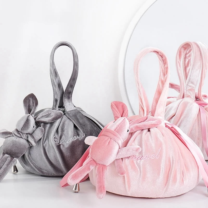 New Cartoon Rabbit Ears Velvet Cosmetic Bag