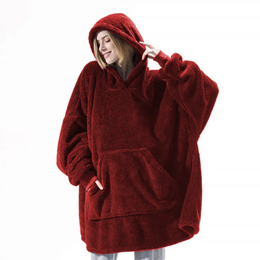 Big Pocket Tops Sweater Comfortable Loose Double-Sided Fleece Thicker Wearable Blanket