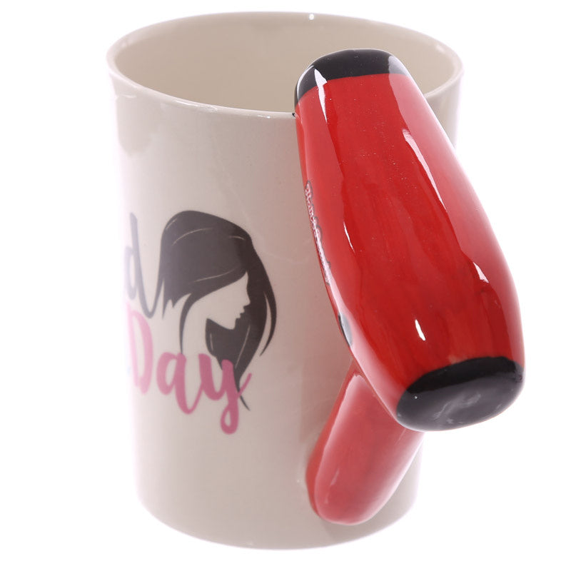 Creative Ceramic Hair Dryer Handle Mug