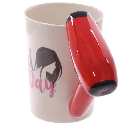 Creative Ceramic Hair Dryer Handle Mug