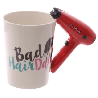 Creative Ceramic Hair Dryer Handle Mug