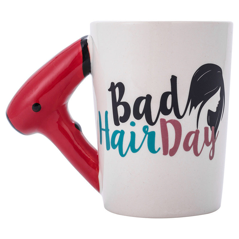 Creative Ceramic Hair Dryer Handle Mug