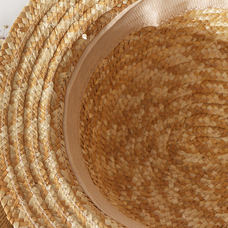 Straw Hat With Lace Bow