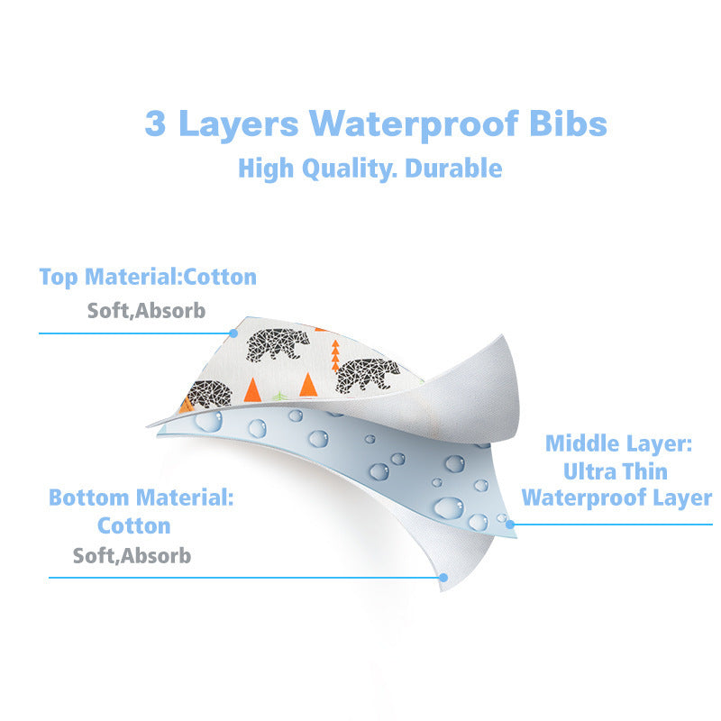 Three pack of waterproof Baby saliva towels