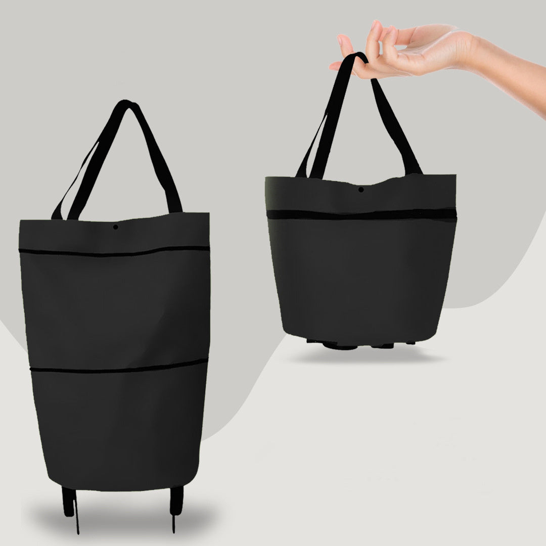 2 in 1 折りたたみ式ショッピングカート（ホイール付き）プレミアムオックスフォード生地多機能ショッピングバッグ