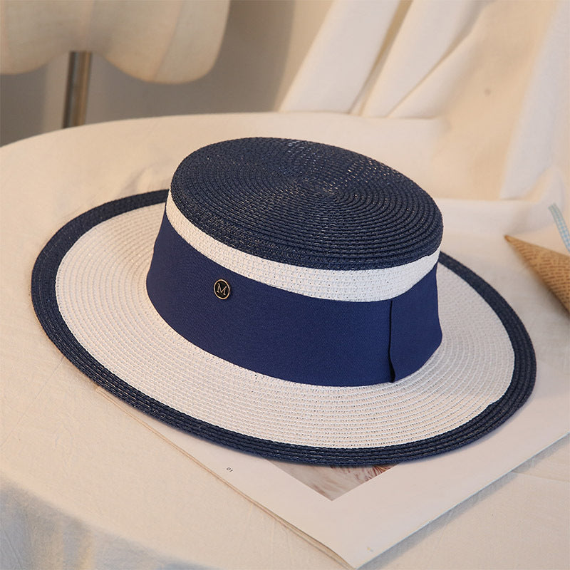 Summer Elegant Retro Women Flat Top Straw Trip Leisure Beach Hat