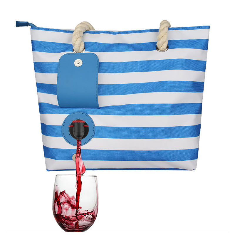 Red Wine built in Bag Insulated Portable Picnic Hand-held Beach Bag
