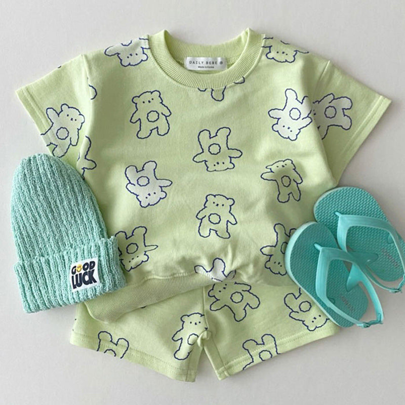 Cute bear short sleeve suit