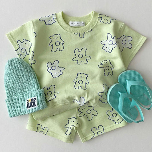 Cute bear short sleeve suit