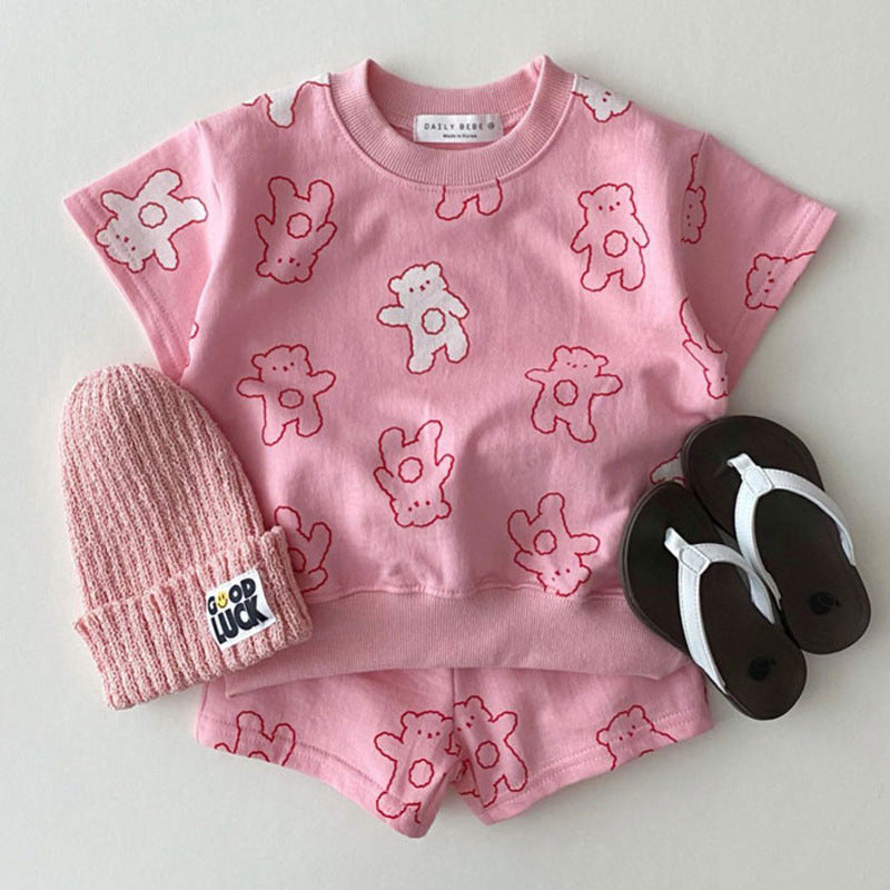 Cute bear short sleeve suit
