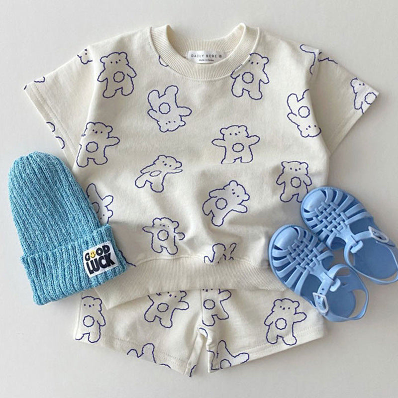 Cute bear short sleeve suit