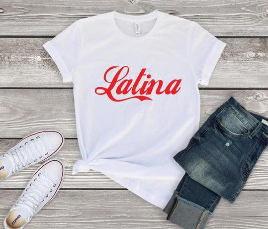 ラティーナレッドプリントレディースTシャツコットンカジュアルファニーTシャツ