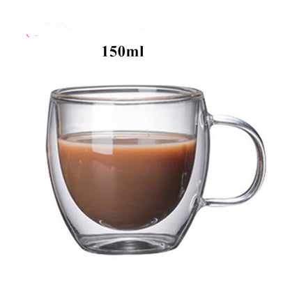 Transparent Double Layer heat resistant Glass Cup