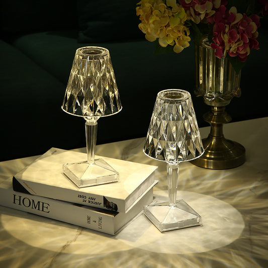 Rechargeable Portable Bedroom Bedside Wireless Crystal Diamond Table Lamp