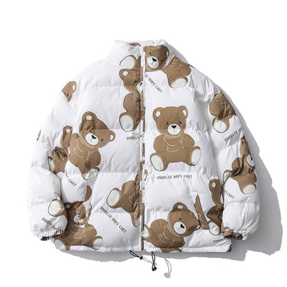 Cute Bear Print Winter thick Warm Cotton-padded Puffer Jacket