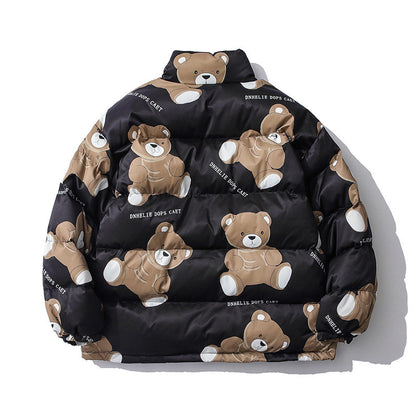 Cute Bear Print Winter thick Warm Cotton-padded Puffer Jacket