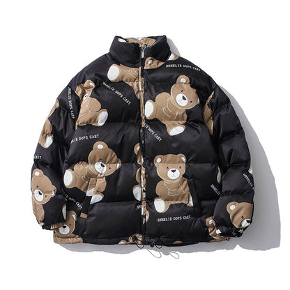 Cute Bear Print Winter thick Warm Cotton-padded Puffer Jacket