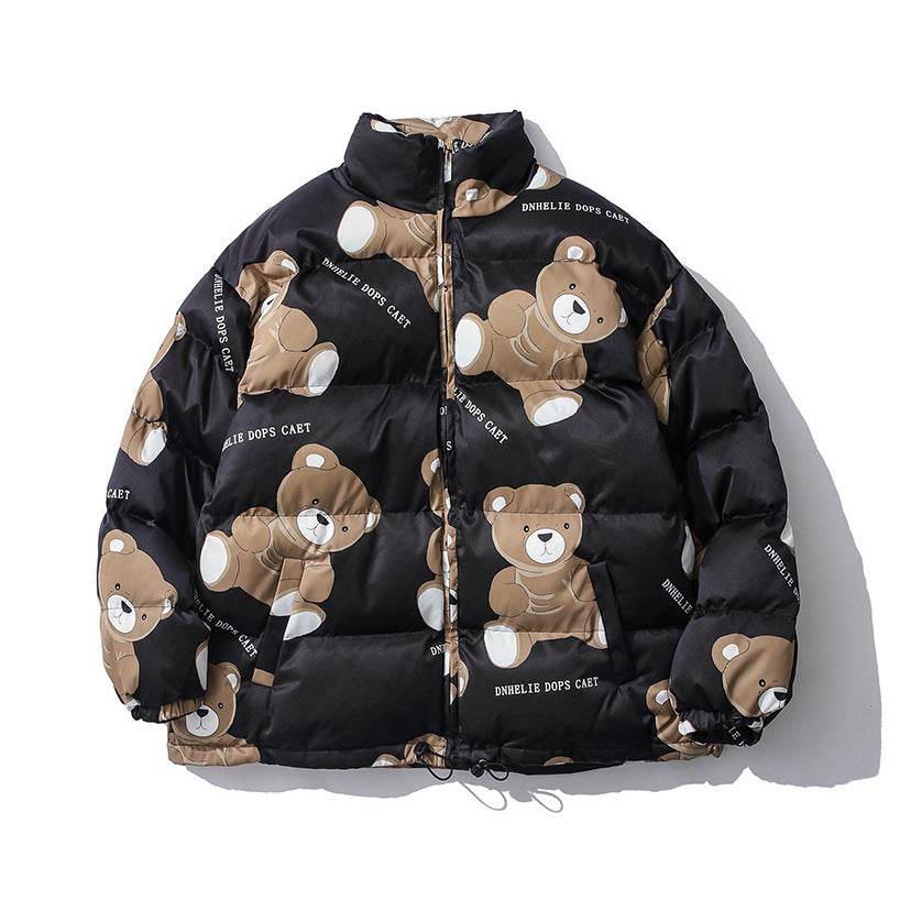 Cute Bear Print Winter thick Warm Cotton-padded Puffer Jacket