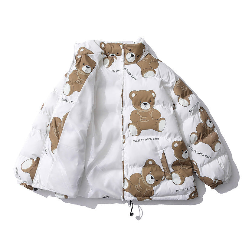 Cute Bear Print Winter thick Warm Cotton-padded Puffer Jacket