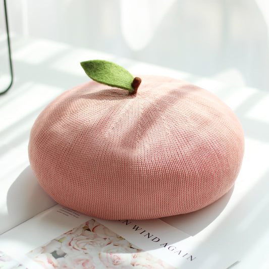Women's Handmade Painter's Hat Lovely Beret With Small Leaves,
