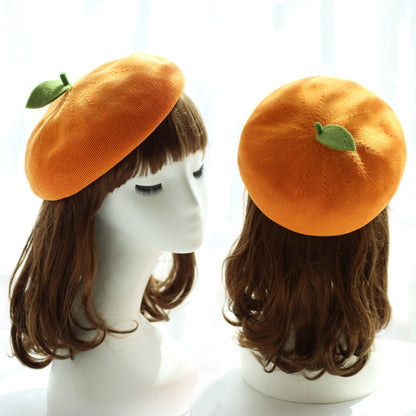 Women's Handmade Painter's Hat Lovely Beret With Small Leaves,