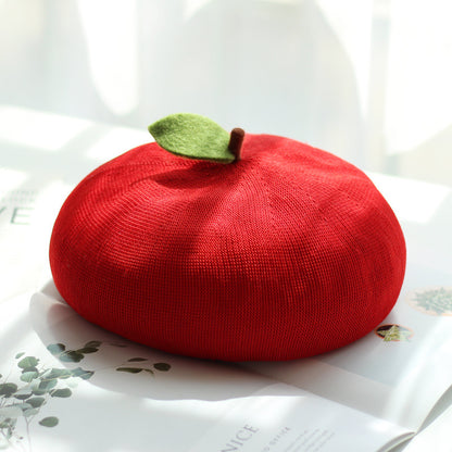 Women's Handmade Painter's Hat Lovely Beret With Small Leaves,