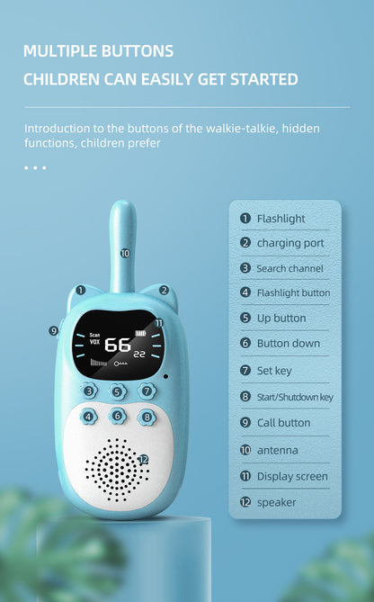 Walkie-Talkie 3KM Wireless Handheld USB Charging Parent-child Interaction Toys Gift