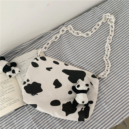 Girls cow print canvas bag