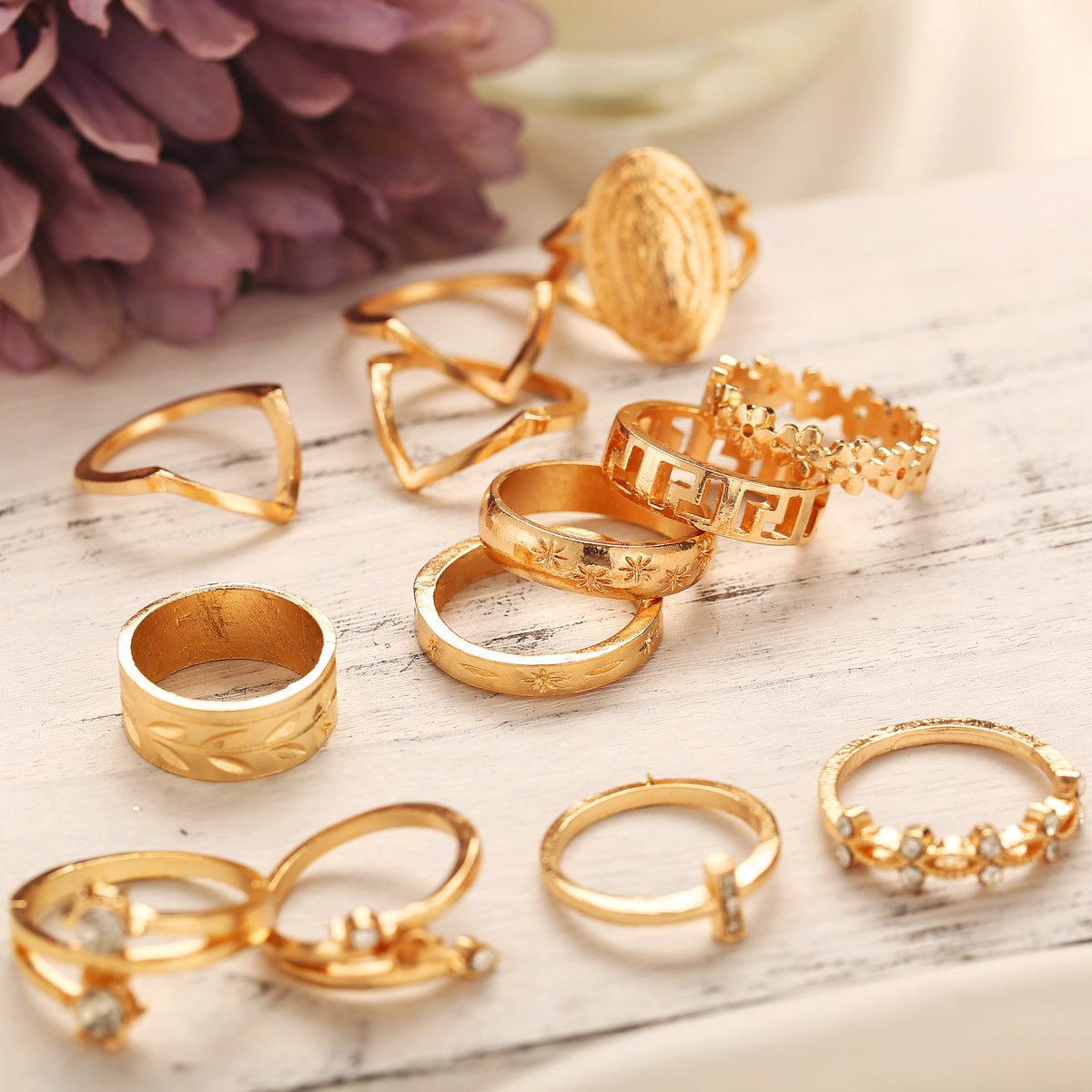 13-Piece vintage diamond ring set