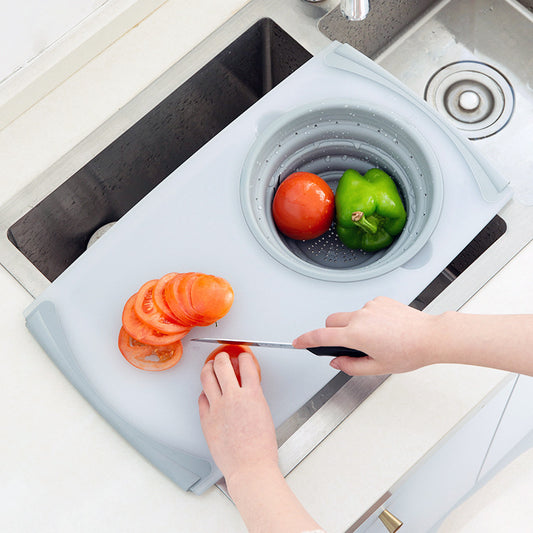 Multi-Functional 3 in 1 Chopping Board Detachable Folding Drain Basket Sink Cutting Board