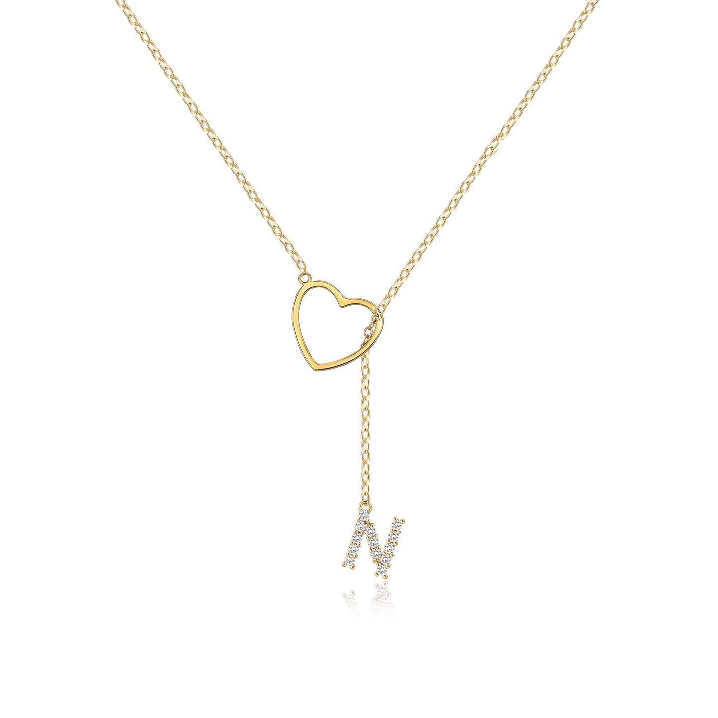 Brass Gold Plating Full Inlaid Zircon Name letter Neclace