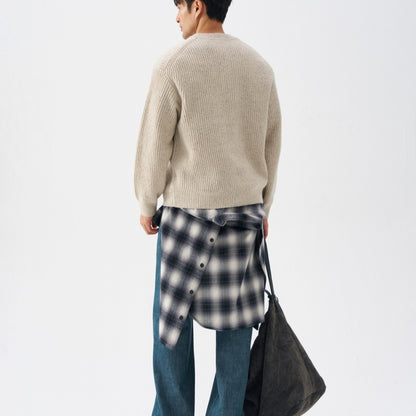 HENLEY NECK ALPACA WOOL SWEATER