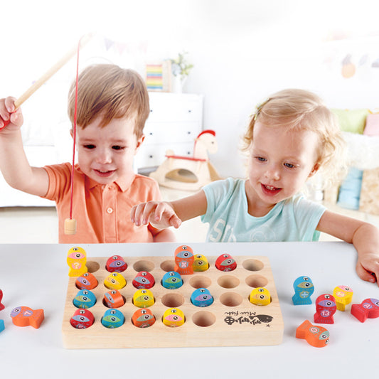 Children's Wooden Magnetic Fishing Game Fine Motor Skill Toy Letter Color Classification