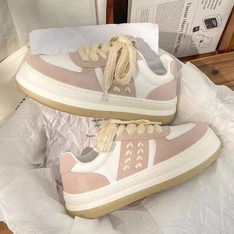 Wheat White Shoes For Women Thick-soled Big Head