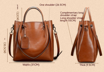 Women's Fashion Handmade Portable Oil Wax Cattle Leather Bag