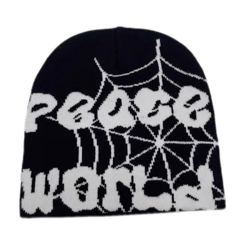 Hip Hop Warm Spider Web Letters Knitted Beanie Hat