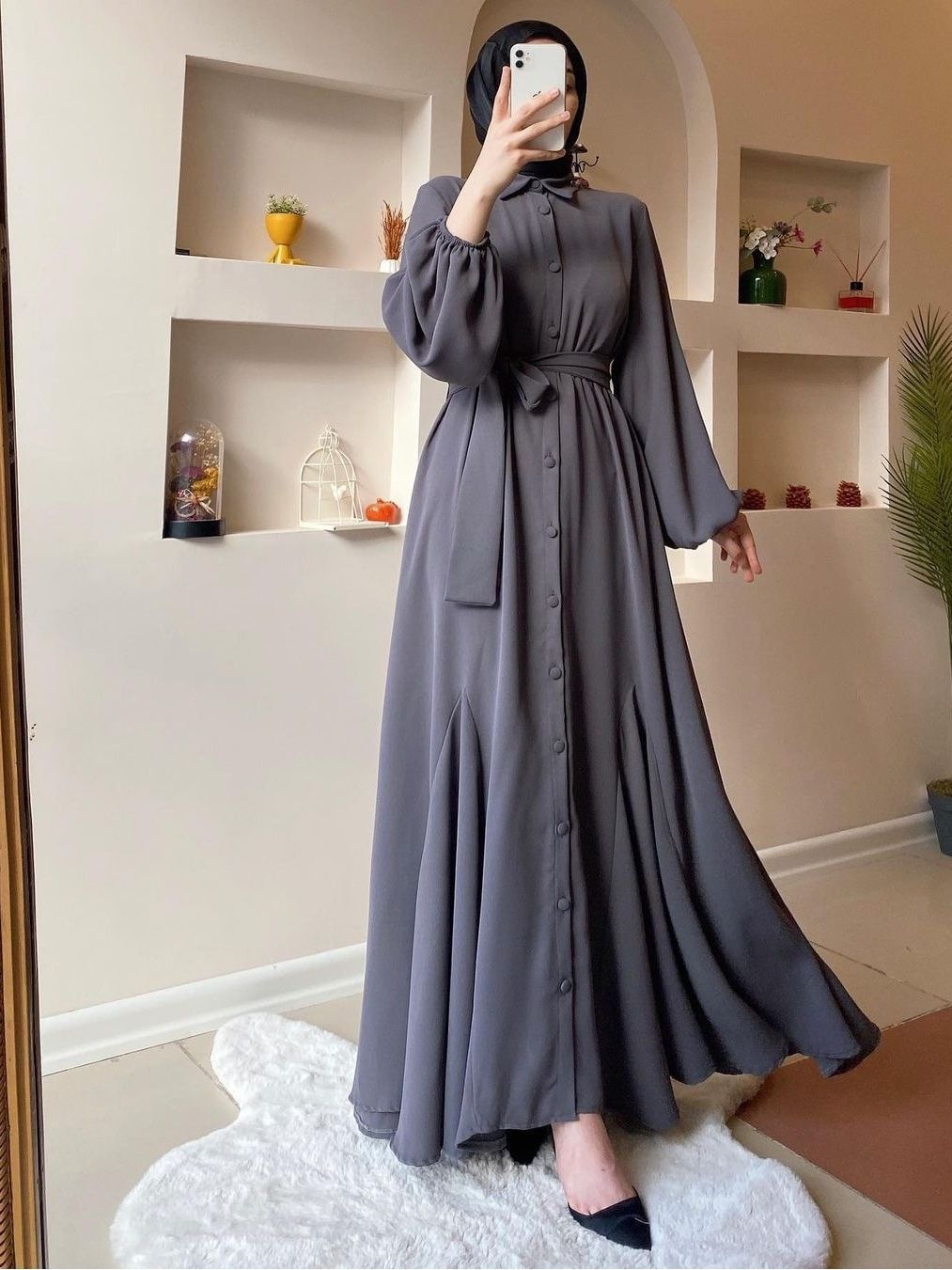 Muslim Solid Color Women's Abaya