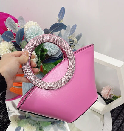 Diamond Round Handle Portable Basket Bag