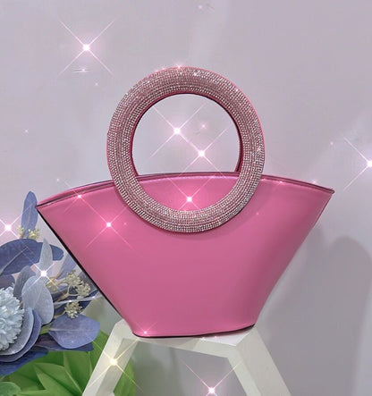 Diamond Round Handle Portable Basket Bag