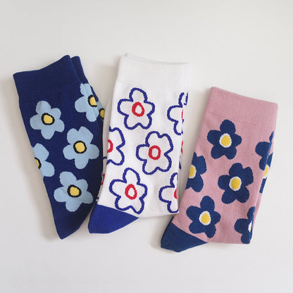 Cute cartoon flower socks cotton
