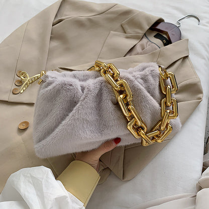 Hairy thick chain cloud bag