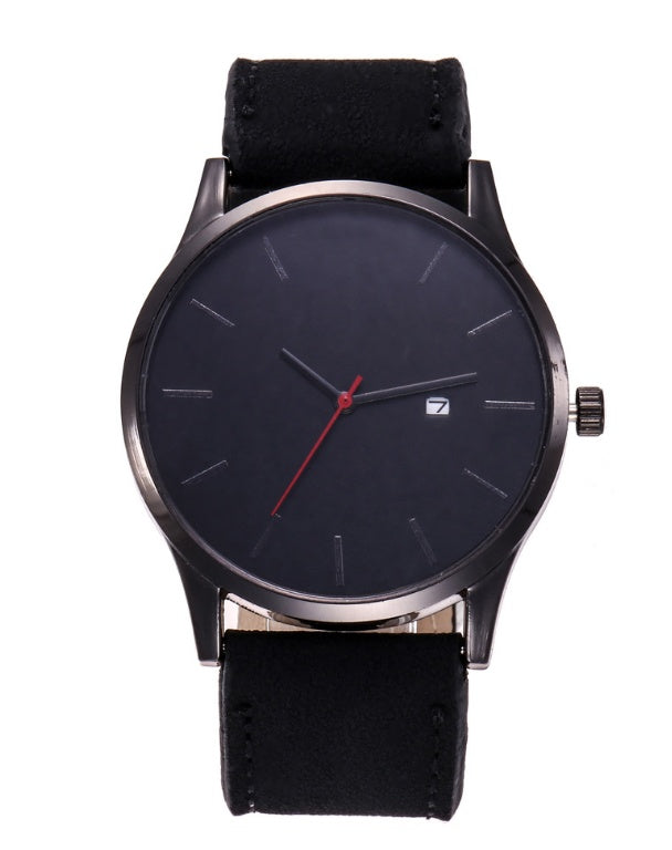 Business Large Dial Watch For Men's Matte Belt Simple Quartz Wrist Watch