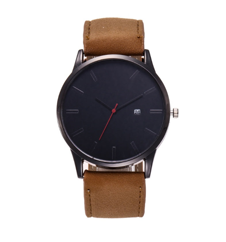 Business Large Dial Watch For Men's Matte Belt Simple Quartz Wrist Watch