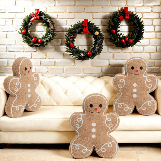 Gingerbread Man Merry Christmas Throw Pillow