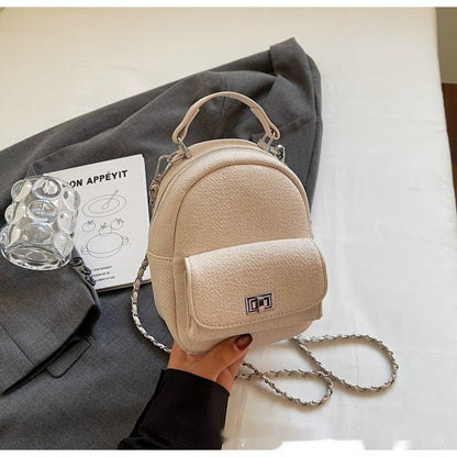 Korean Style Solid Color High-end British Casual Backpack