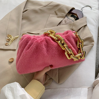 Hairy thick chain cloud bag