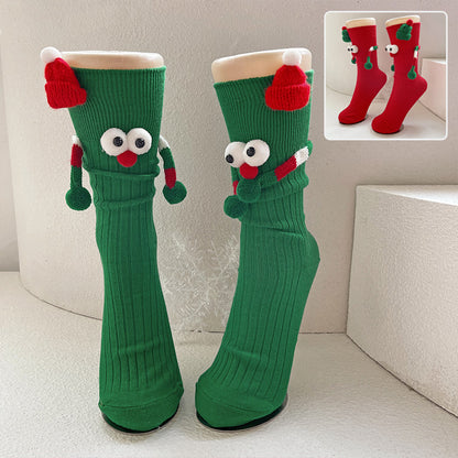 Cute Cartoon Christmas Socks Solid Cotton Middle-tube Socks