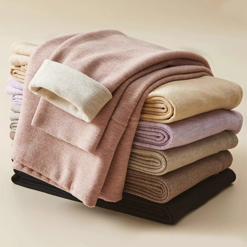 Winter Warm Leggings Cashmere Plus Velvet Tight Pants High Waist Slim Fit Trousers