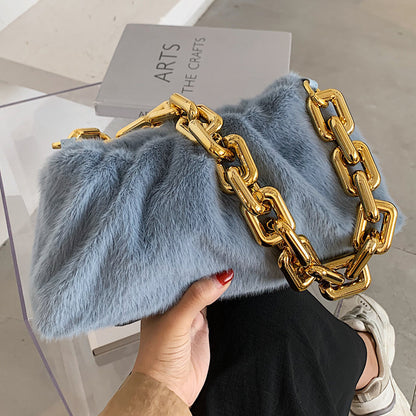 Hairy thick chain cloud bag