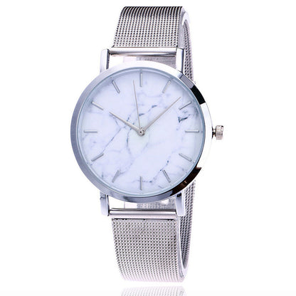 Vansvar fashion brand silver and gold mesh band creative marble wristwatch